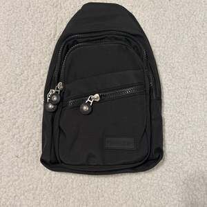 Black Nylon Small Sling Bag Crossbody Backpack